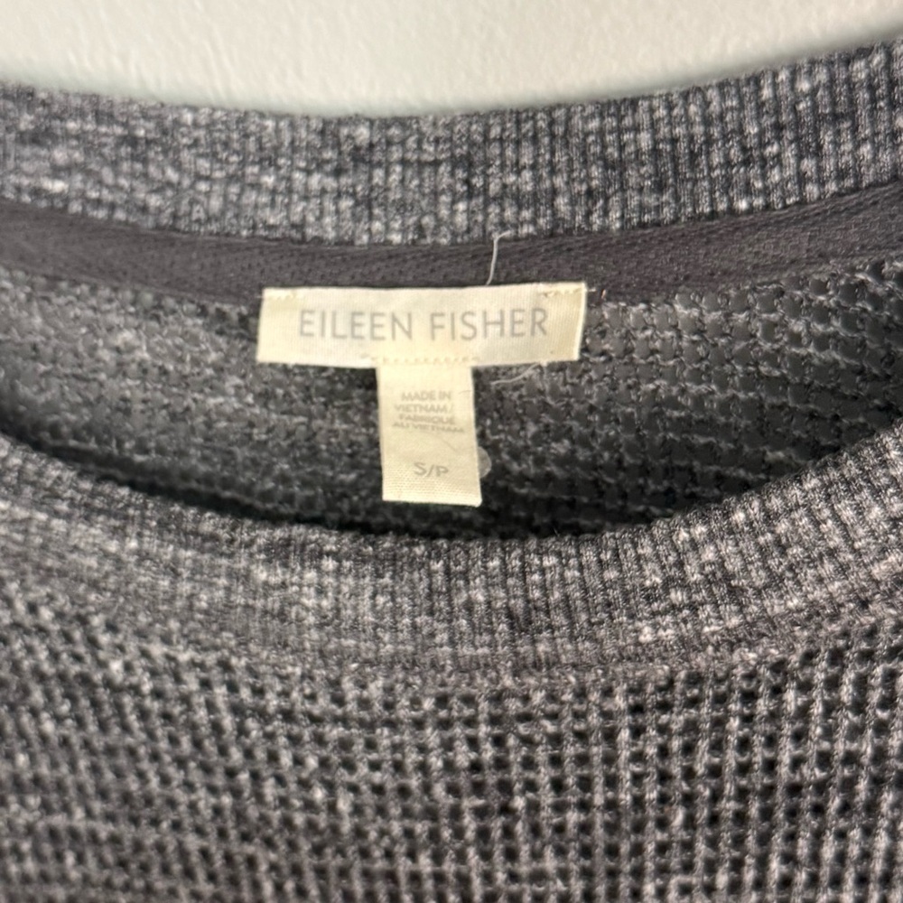 EILEEN FISHER Women’s Charcoal Gray Open Weave Knit Long Sleeve Sweater Size S - Picture 3 of 6